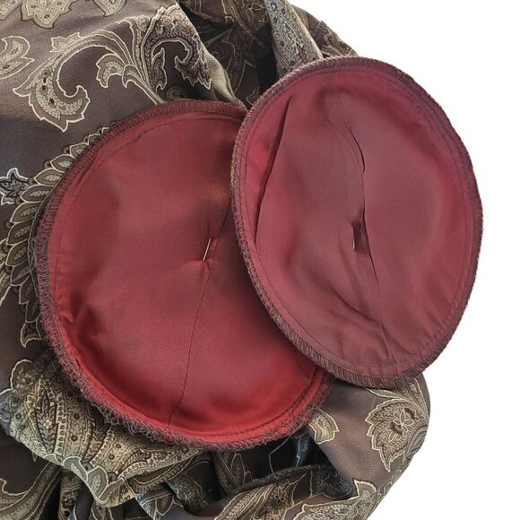 1980s Gray Silk Blouse Jones NY Petite Top Paisley Cover Button Collared Women 6 - Picture 10 of 10